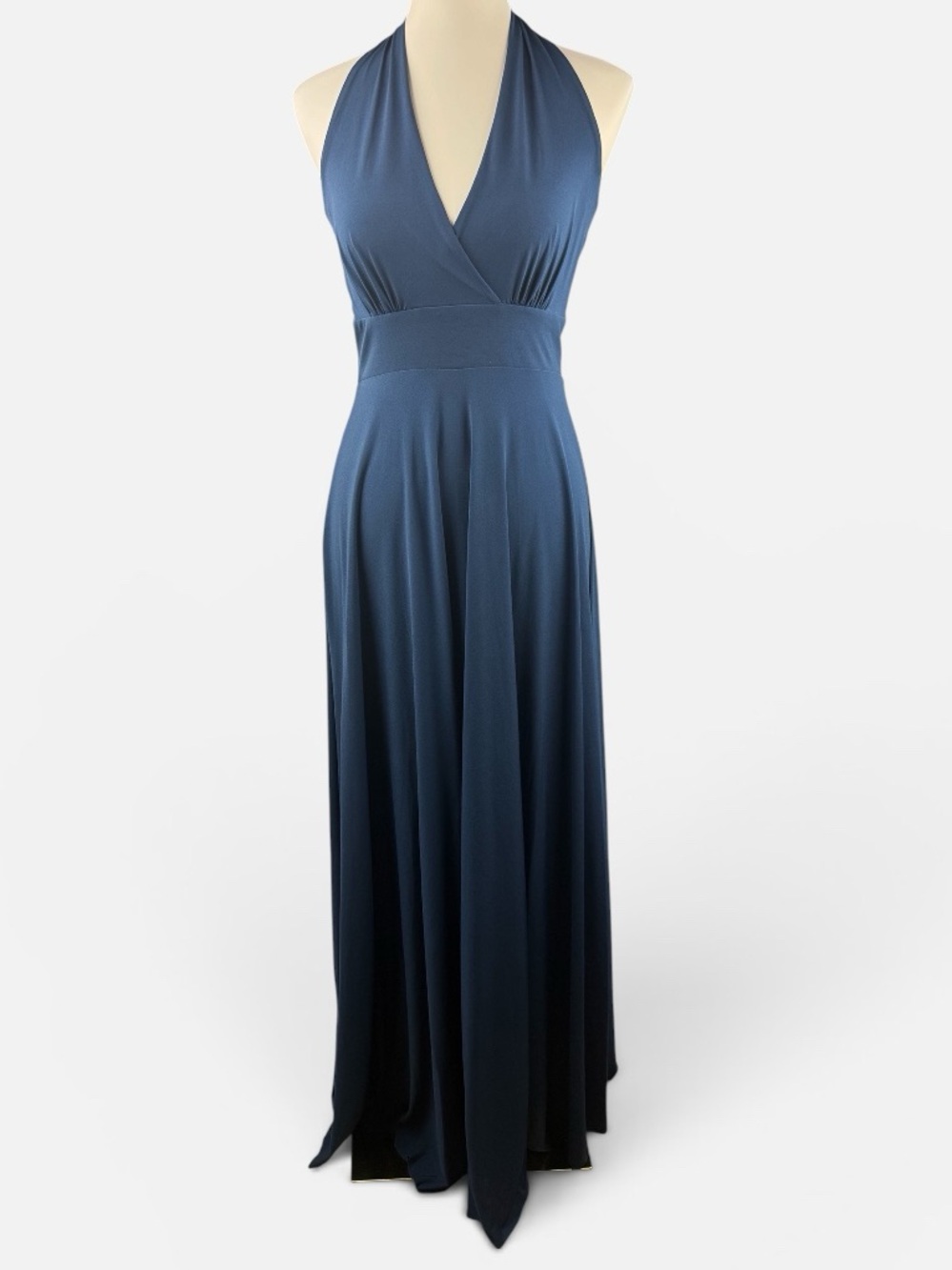 NWT Eva Mendes NY & Co Maxi on Halter Dress Sz 4 Blue Wedding Party Formal